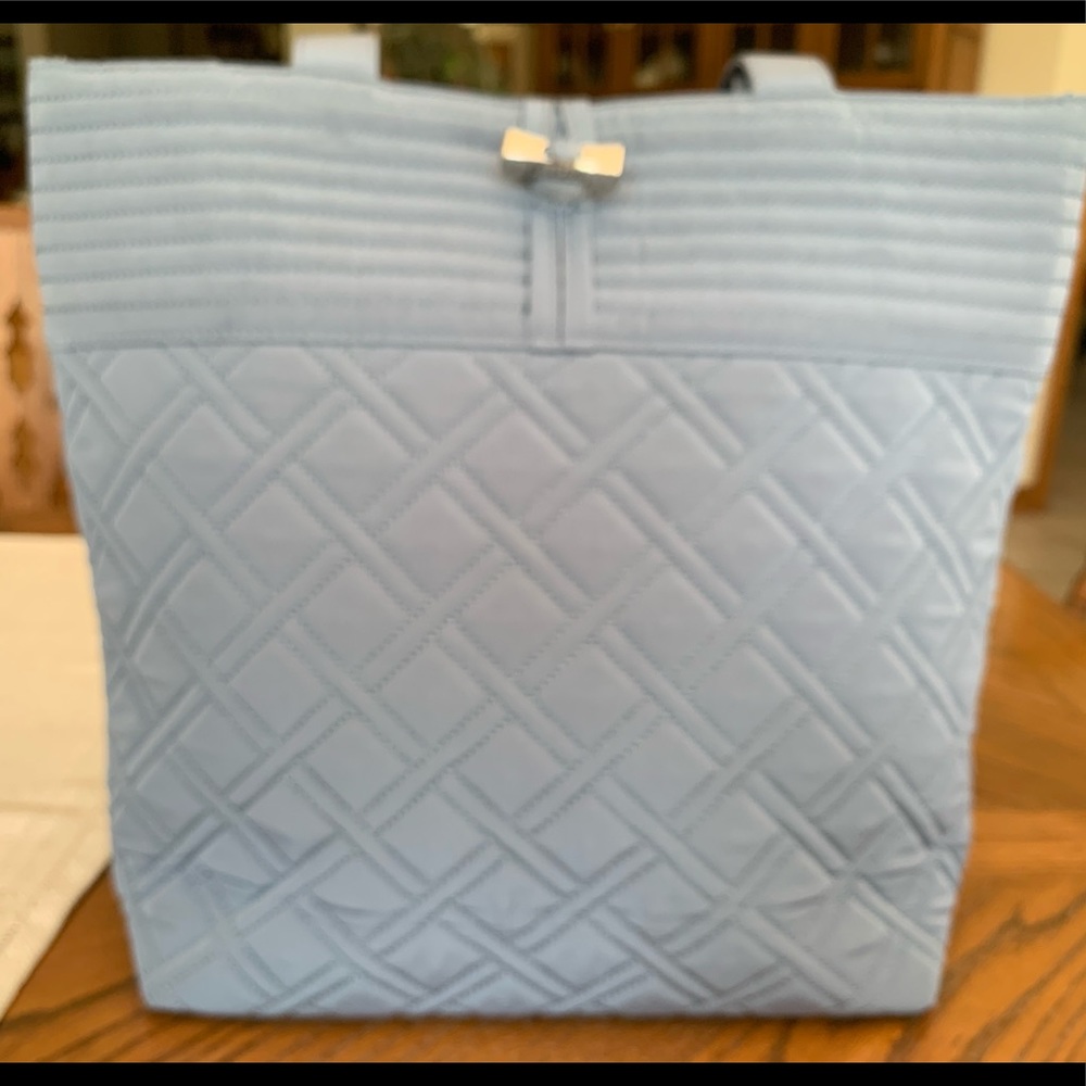 Vera Bradley quilted tote in a beautiful dusty blue color 14x12 1/2”